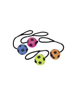 Moosgummi Fu&szlig;ball mit Seil sortiert 9,0 cm