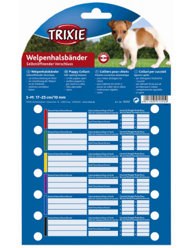 Trixie Junior Set Welpenhalsbaender, S-M: 17-25 cm/10 mm, 6 St., schwarz, rot, royalblau