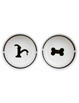Trixie Napf-Set, Keramik/Metall, 2 × 1,6 l/ø 20 cm/41 × 10 × 20 cm, weiss/schwarz
