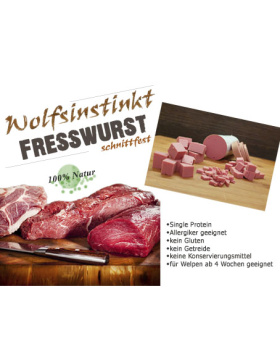 Wolfsinstinkt Mini Fresswurst Lachs 80g (schnittfest)