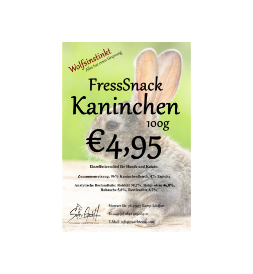 Wolfsinstinkt FressSnack Kaninchen100g