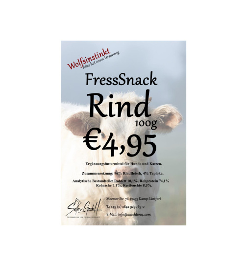 Wolfsinstinkt FressSnack Rind 100g