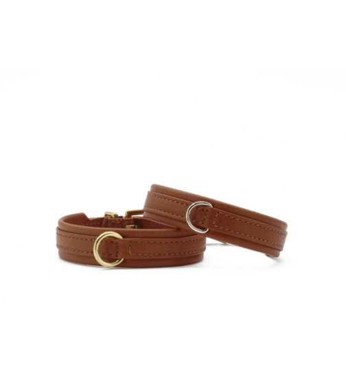 Lederhalsband " Mini Klassik " cognac/silber, L: 30cm B: 18mm