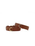 Lederhalsband " Mini Klassik " cognac/silber, L: 30cm B: 18mm