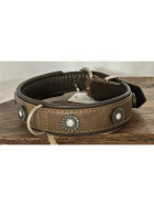 Lederhalsband " Robin Hood " cognac/dunkelbraun/silber, L: 60cm B: 35mm