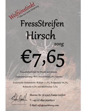 Wolfsinstinkt FressStreifen Hirsch, 200g