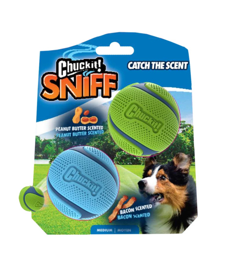 Chuckit! Sniff Fetch Ball Bacon & Peanut Butter M 2-pack