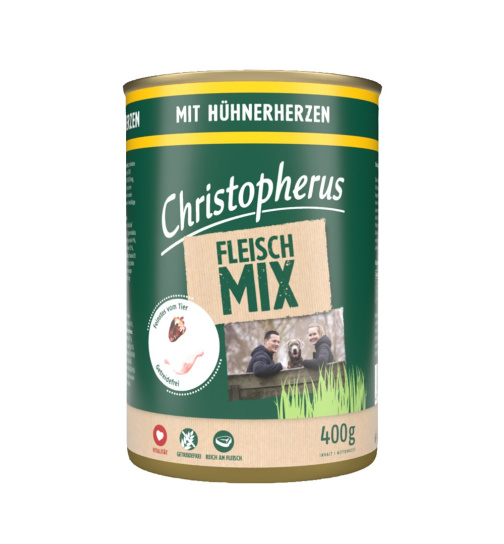 Christopherus Dose Fleischmix mit Hühnerherzen